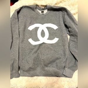 Gray screen print Chanel sweatshirt